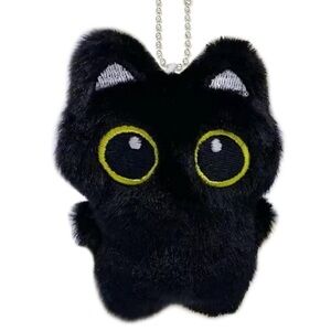 LAST 1❣️🐈‍⬛NEW Black Cat Bag Charm/ Keychain Plush Fuzzy Eyes Kawaii Cute Kitty